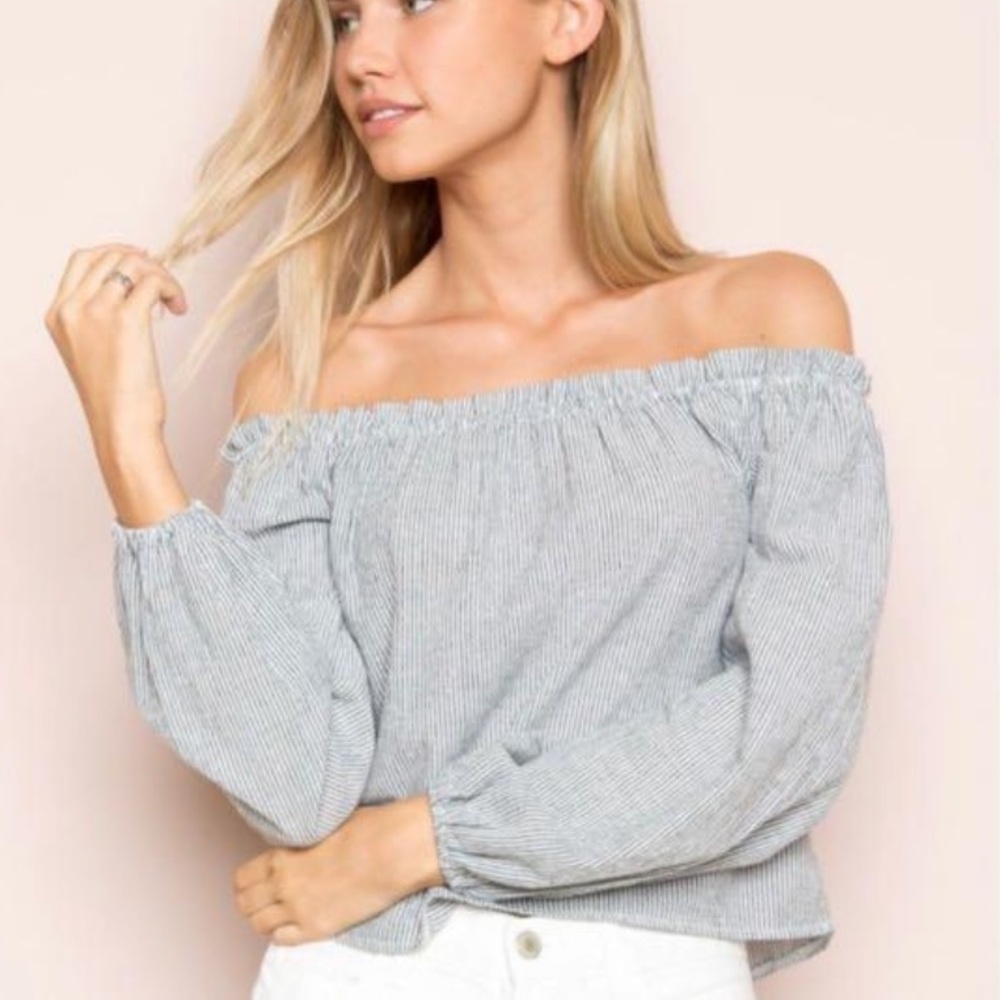 Brandy Melville Maura striped off the shoulder top